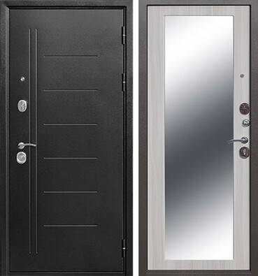 Входная дверь Дверь Цитадель Троя 10 см Cеребро Зеркало MAXI Белый ясень 